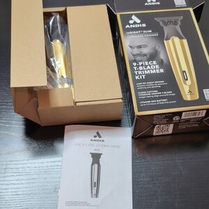 Andis Insight Slim Cordless Trimmer 9 Piece T-blade Trimmer Kit Gold